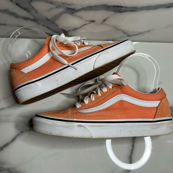 Vans Orange Low Top Suede Leather Skateboard Sneakers Men Sz 5.5 Women Sz 7 - Picture 7 of 8